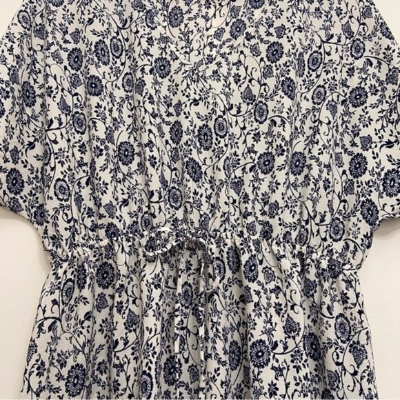 MARIO Serrani blue white midi dress bohemian lightweight floral pattern medium - Picture 7 of 11